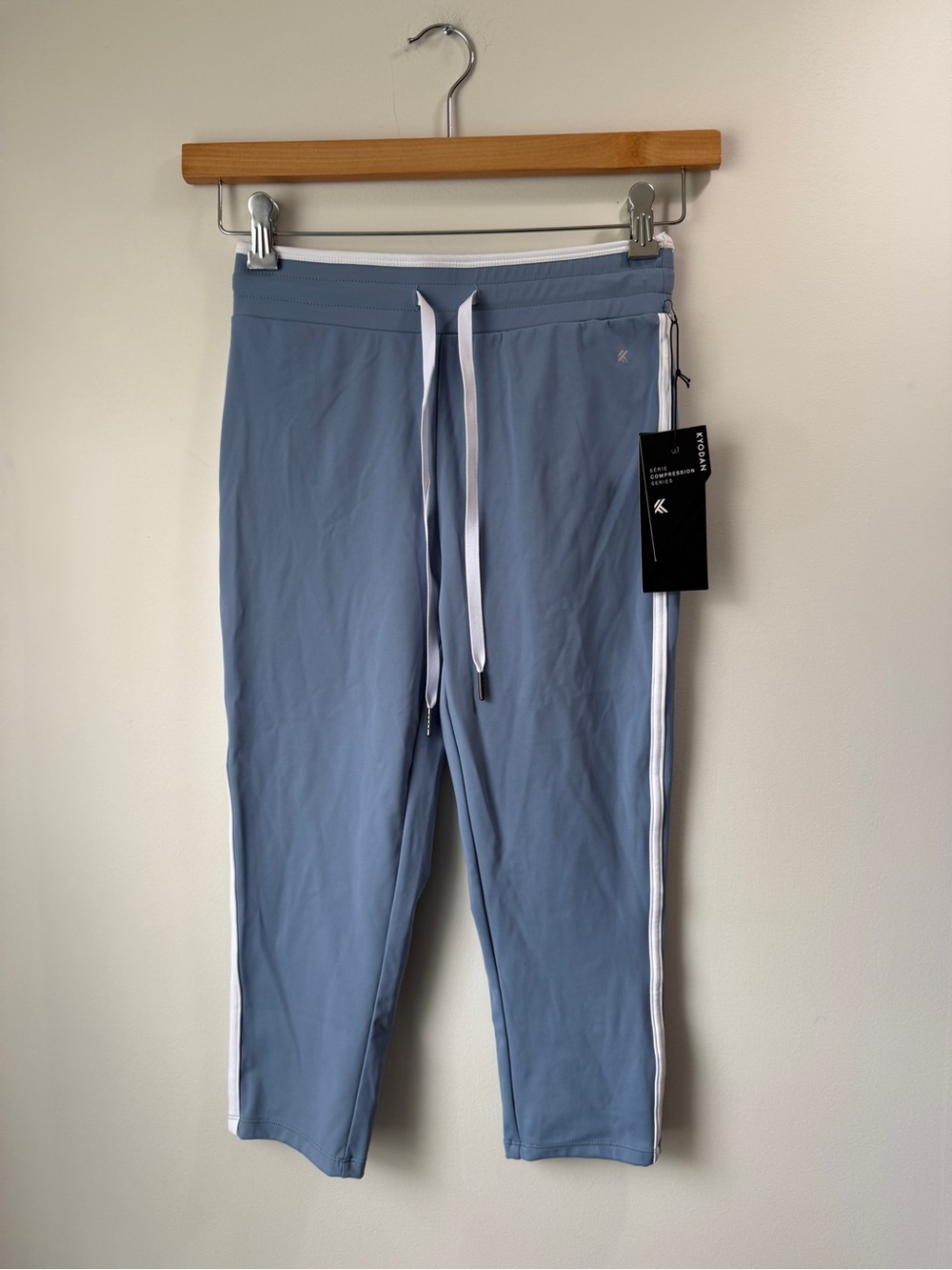Kyodan Light Blue Track Joggers with White Side Stripes Women size SP